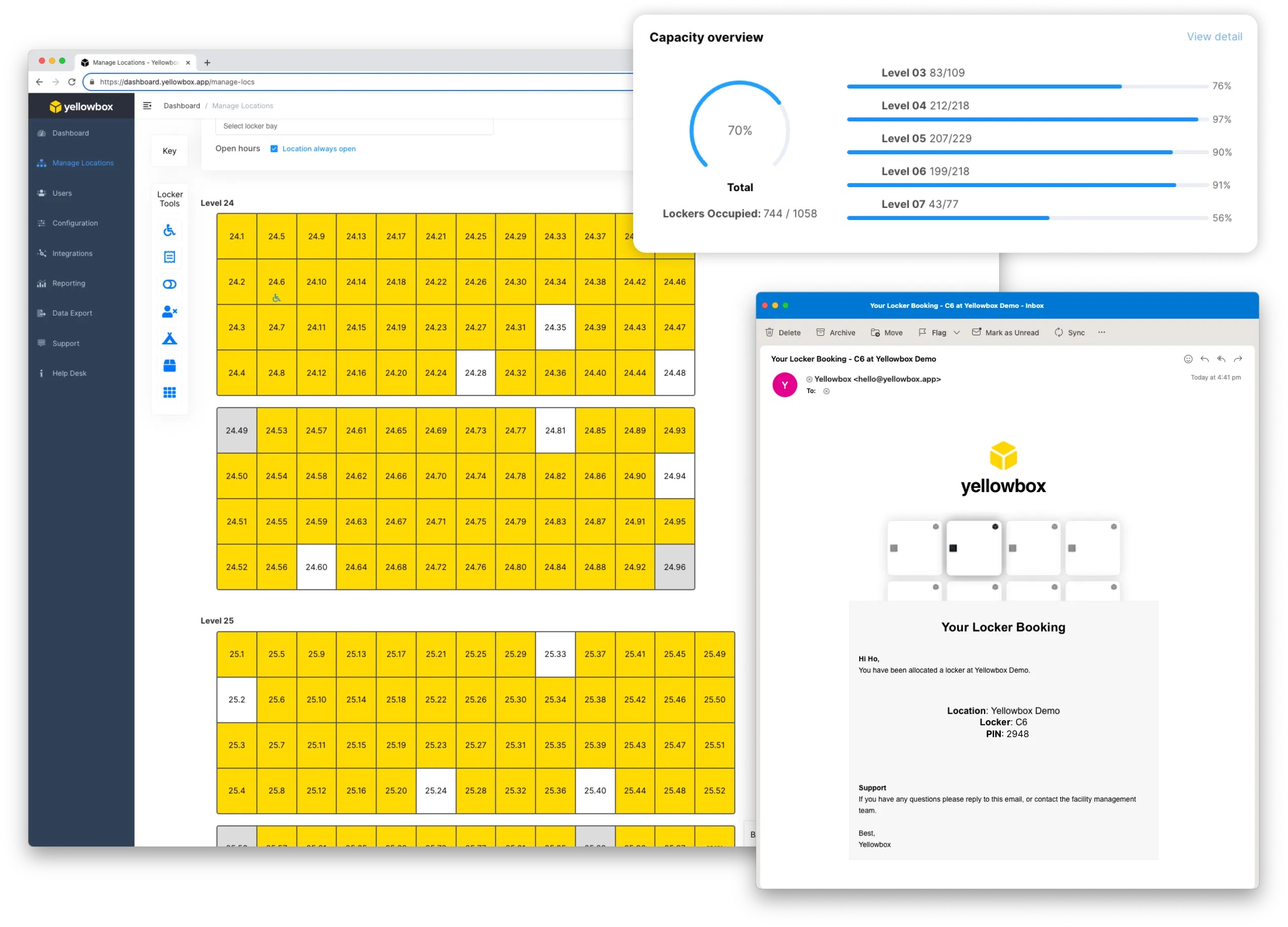 Locker management dashboard overview