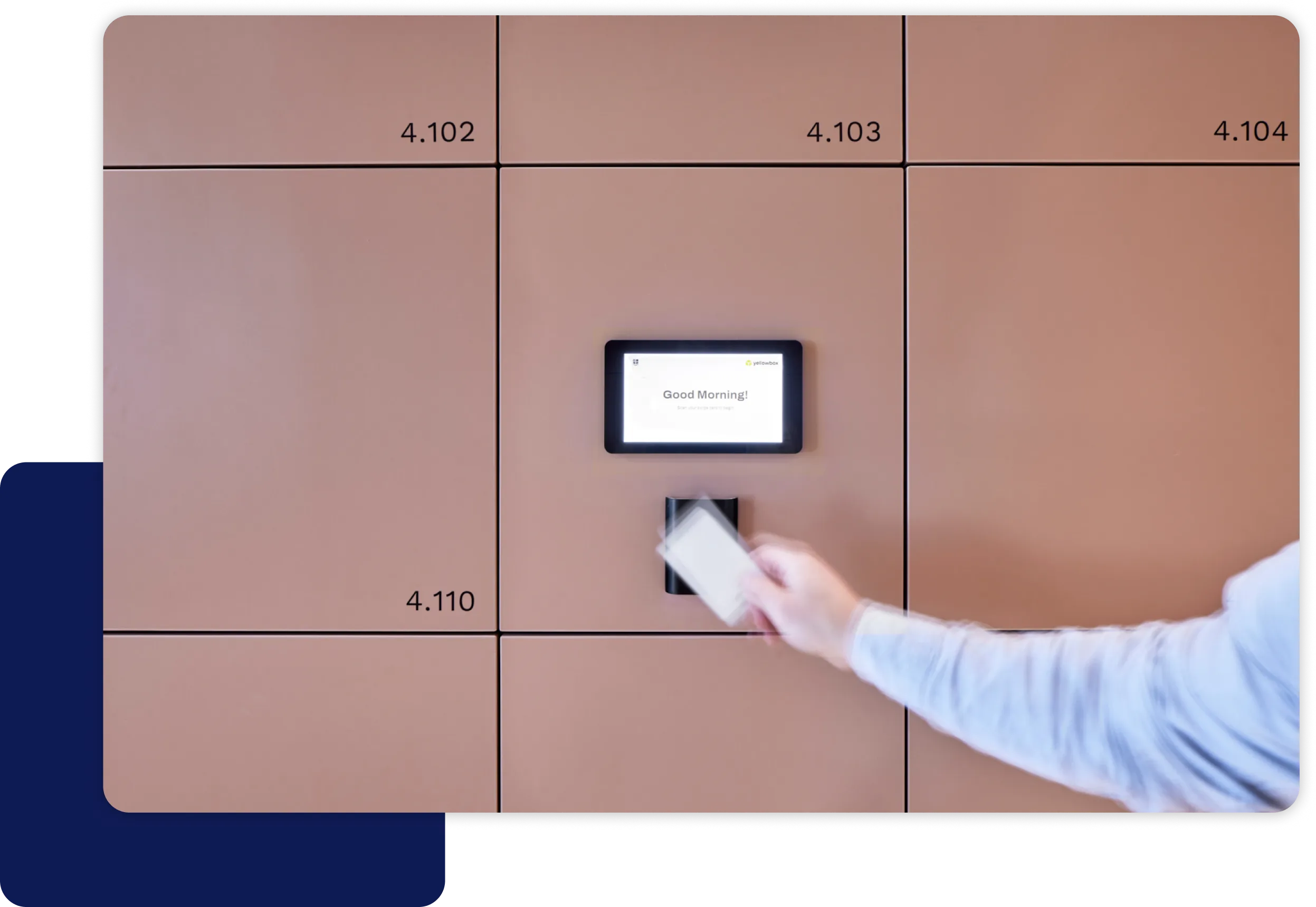 Yellowbox smart locker system with touchscreen and swipe card access